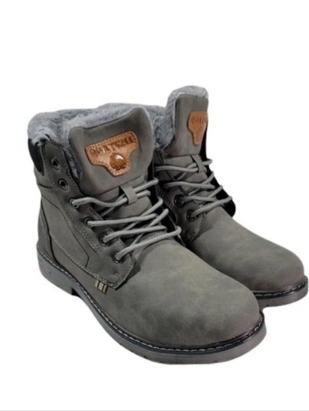 Quatchi Gray Lace-Up Winter Boots with Faux Fur Lining Sz 39